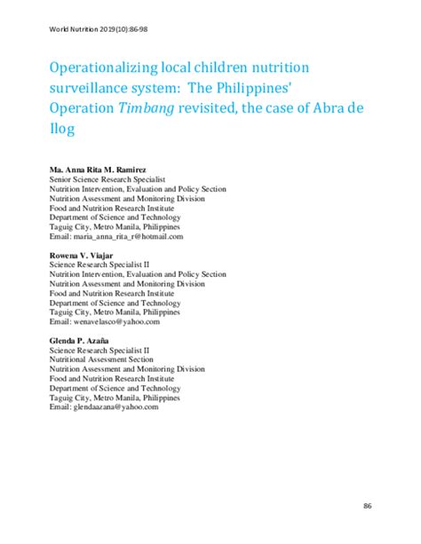 Operationalizing local children nutrition surveillance .